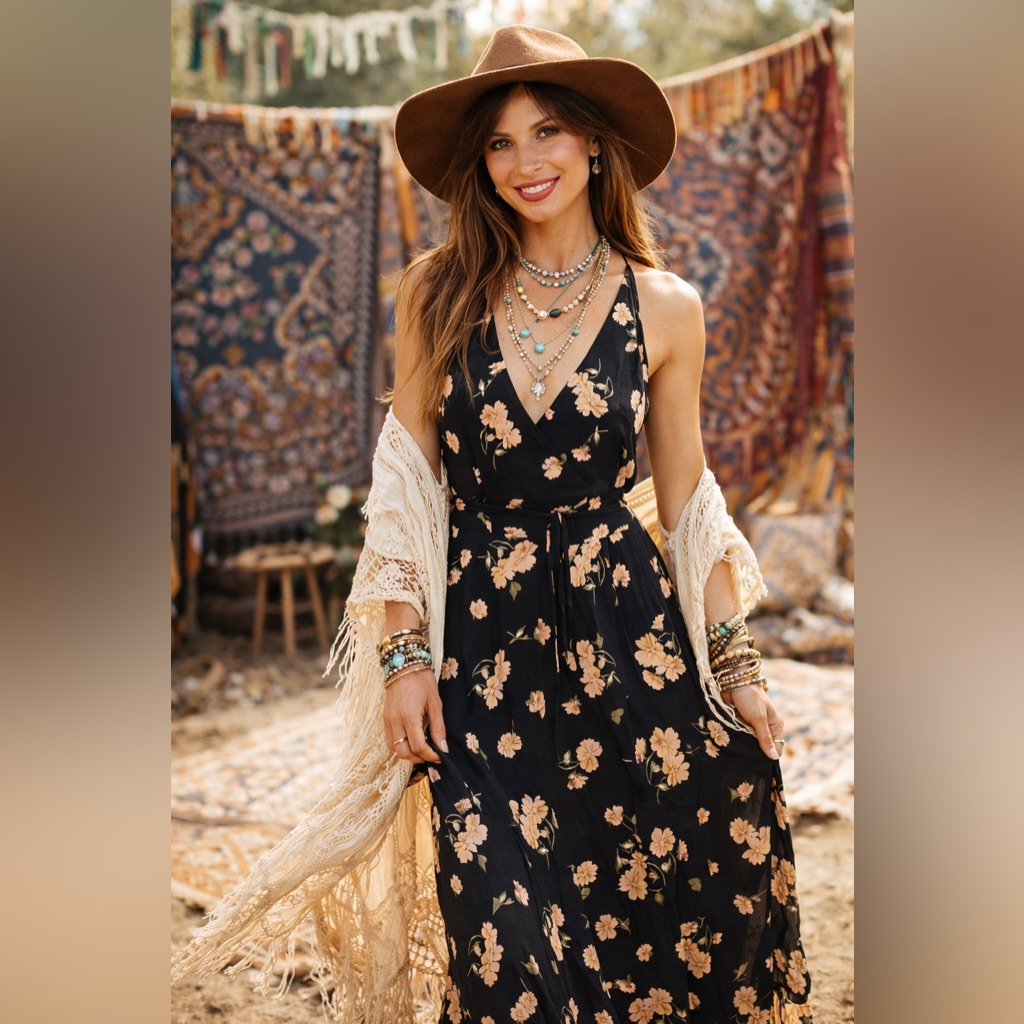 Reformation Black Floral Crepe Midi Dress Boho Festival Cottagecore Size Xs